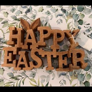 Solid Carved Wood Happy Easter sign